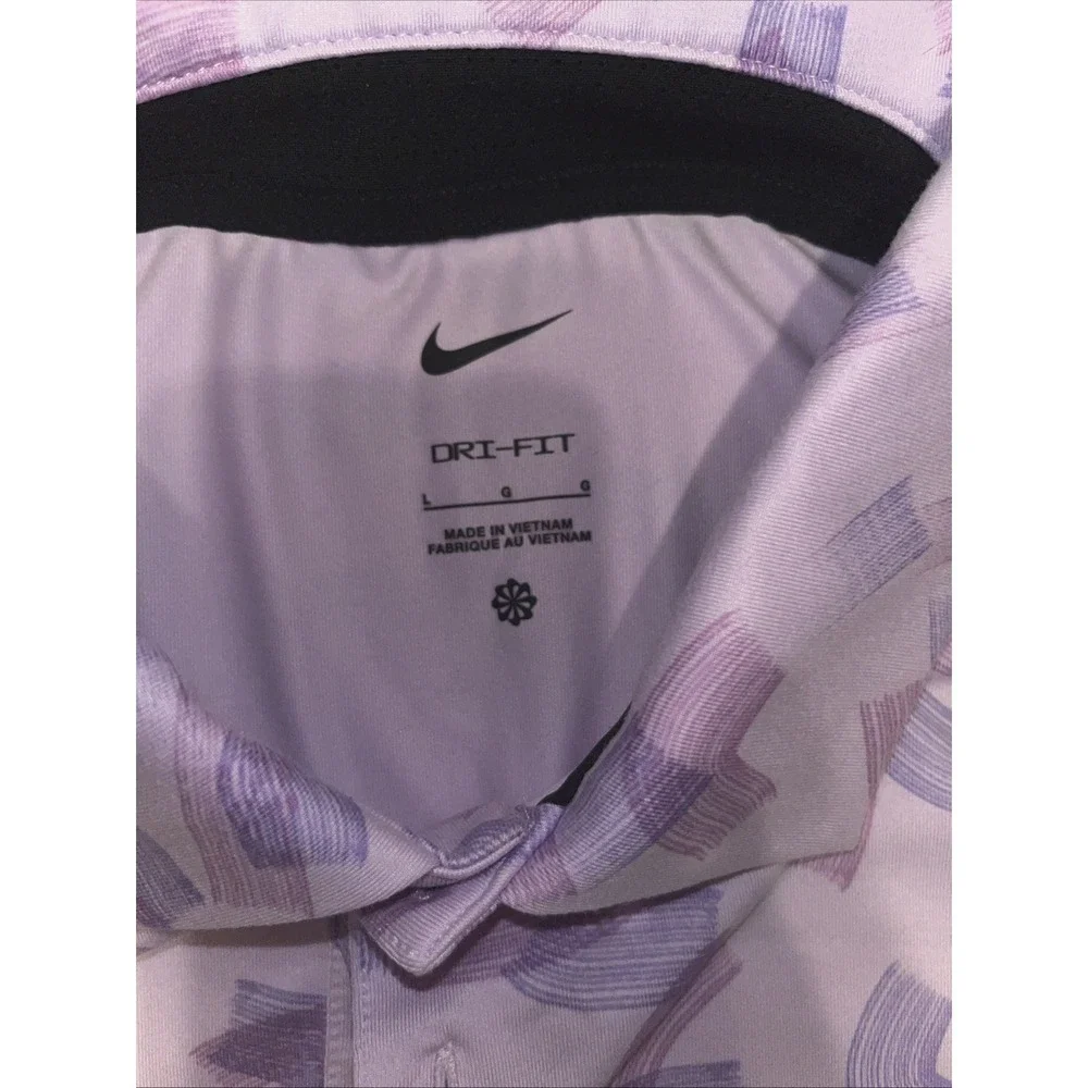 Nike Polo Shirt Mens L Lilac Brushstroke Dri-FIT Golf Performance FD5739-512